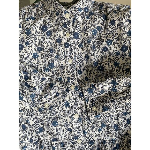 J Crew Factory Shirt Dress Womens Sz 8 Blue & White Floral Collared Mini Pockets - Picture 6 of 8